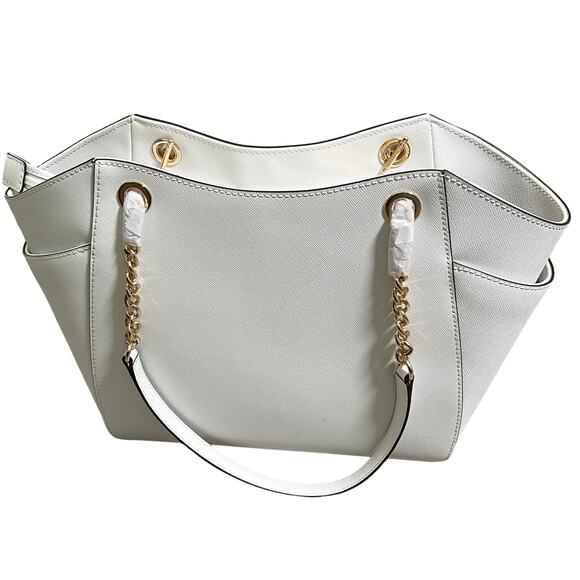 Michael Kors MK Jet Set Travel Lg Chain Saffiano Leather Shoulder Bag Tote $558 - Picture 3 of 11